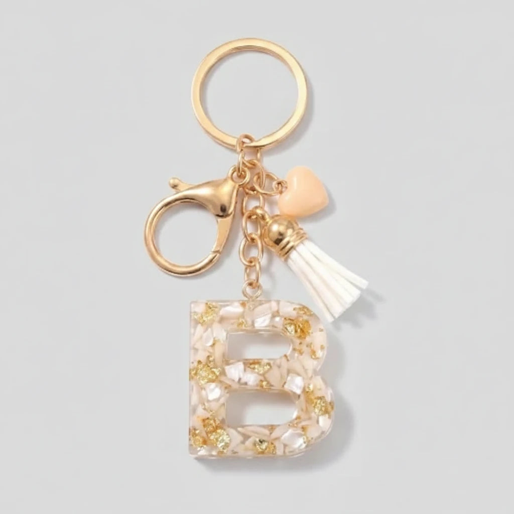 Porte-clés beige avec initiales, lettre B