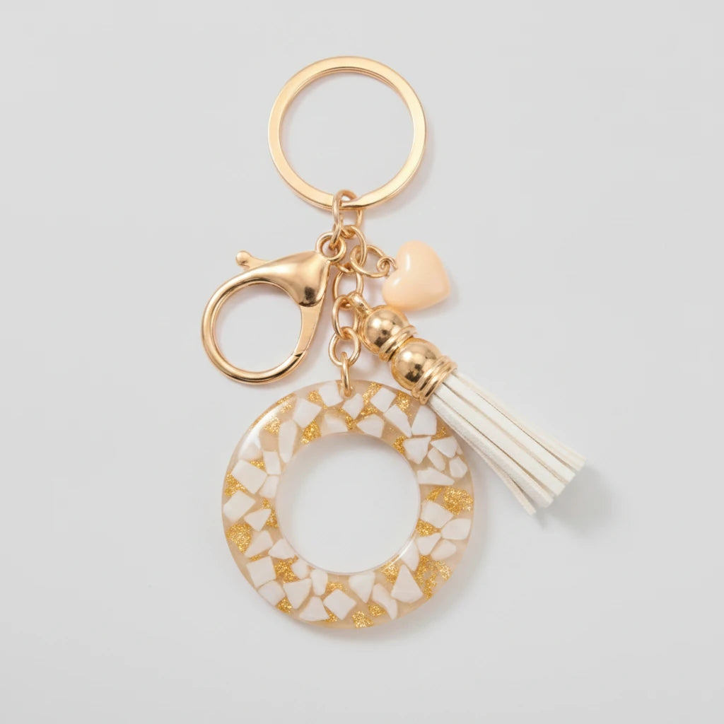 Porte-clés beige avec initiales, lettre O