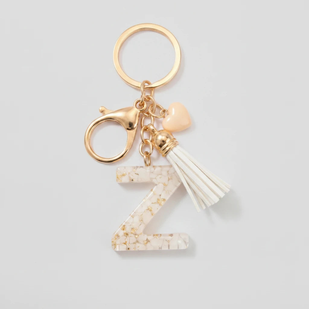 Porte-clés beige avec initiales, lettre Z